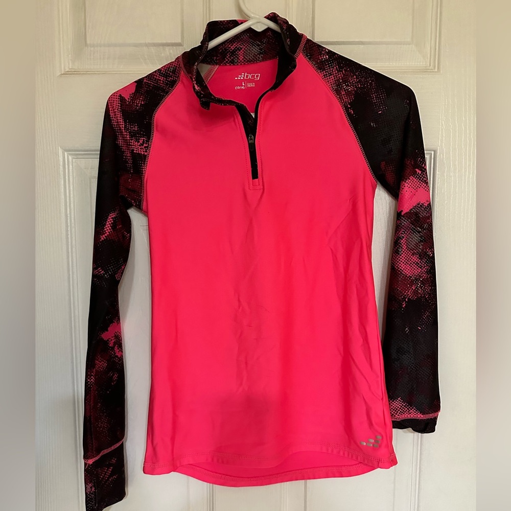 Girls bright pink long sleeve top - Picture 1 of 3